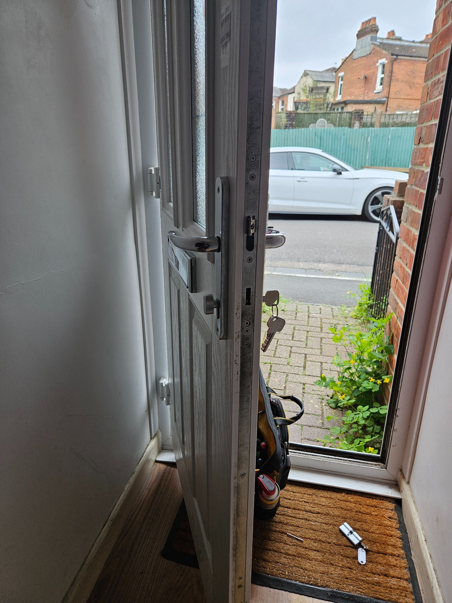 Newly installed locks at a residential home