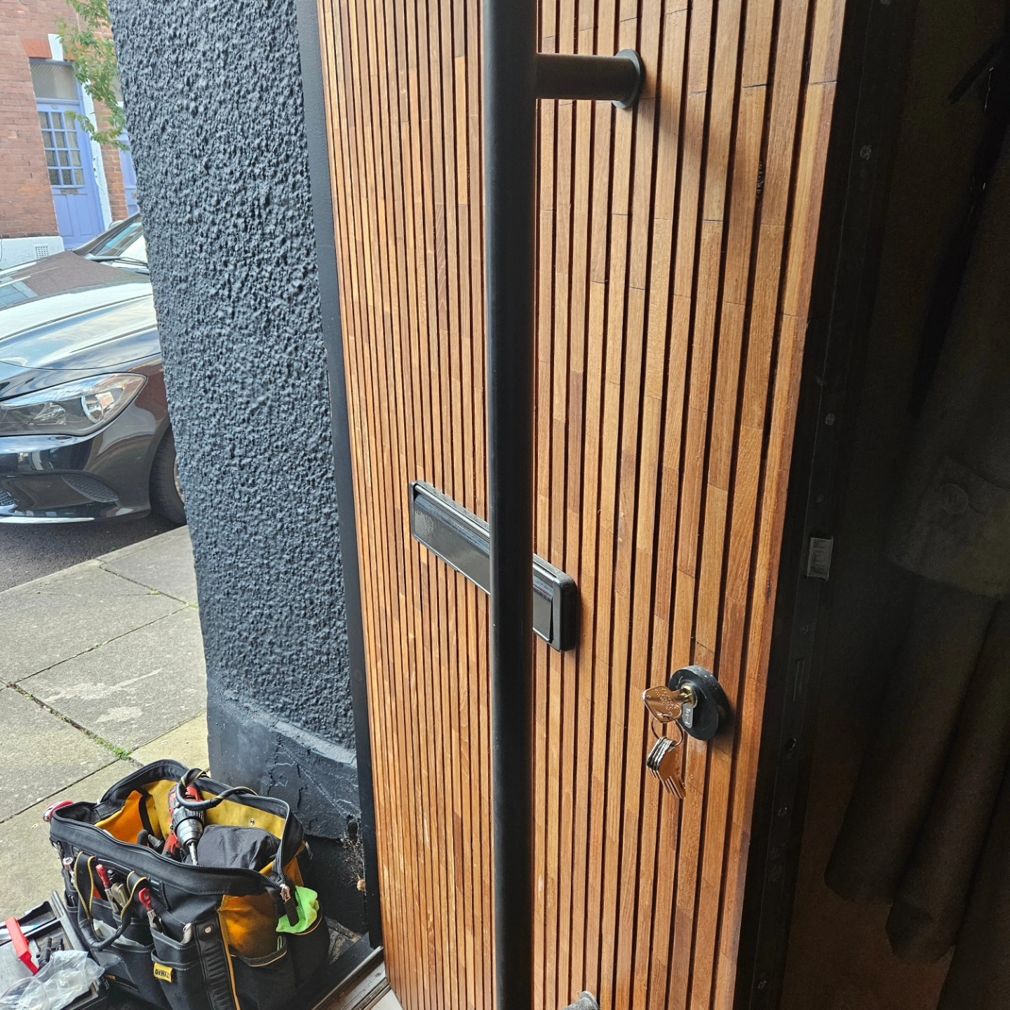 Emergency locksmith unlocking residential door