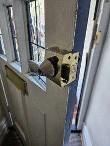 Old fashioned door lock on a property in Portsmouth