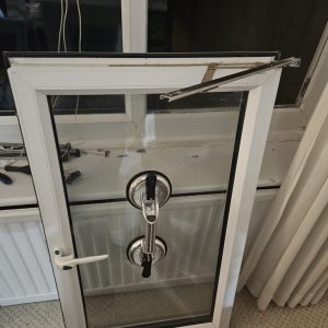 Repair work on a window hinge
