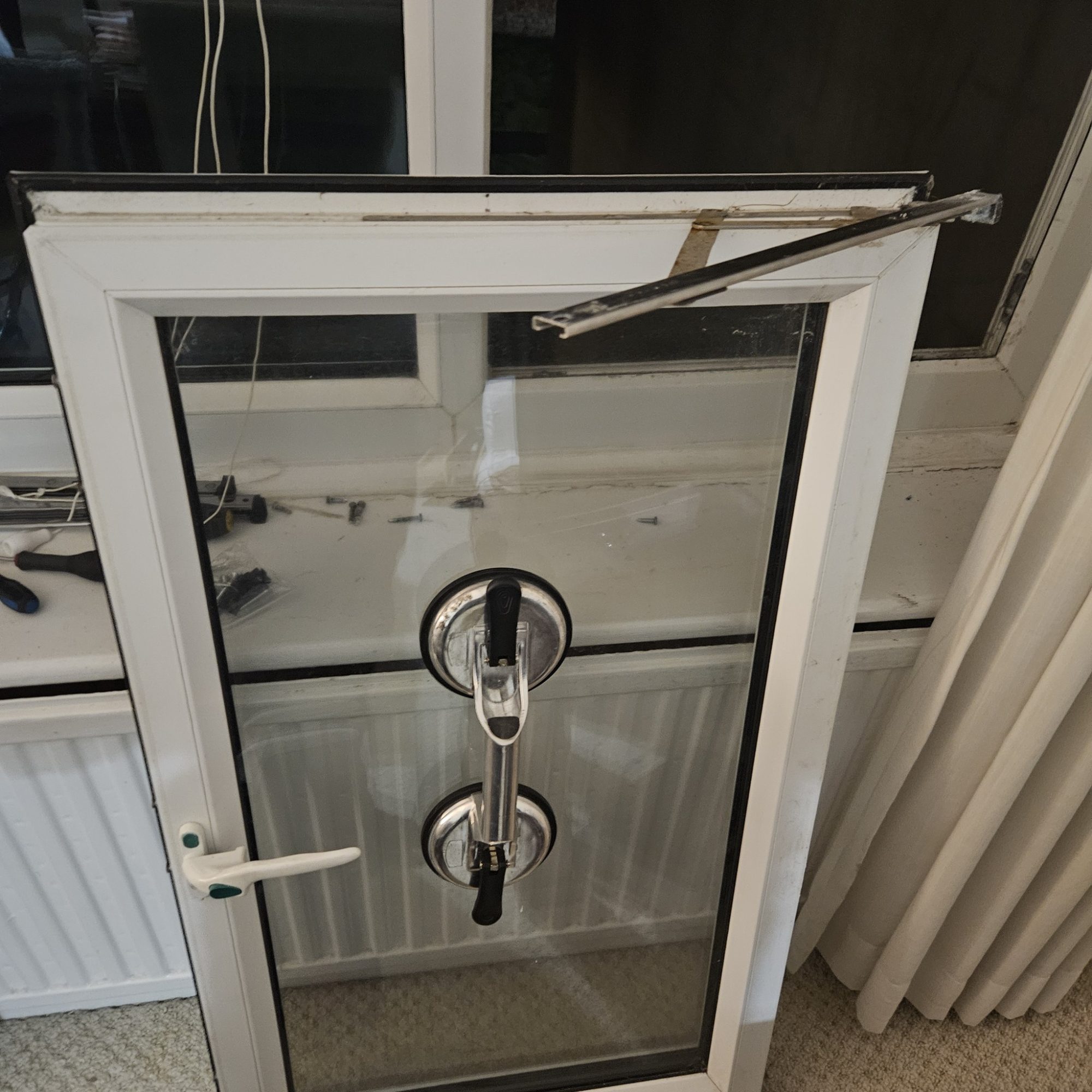 Repair work on a window hinge
